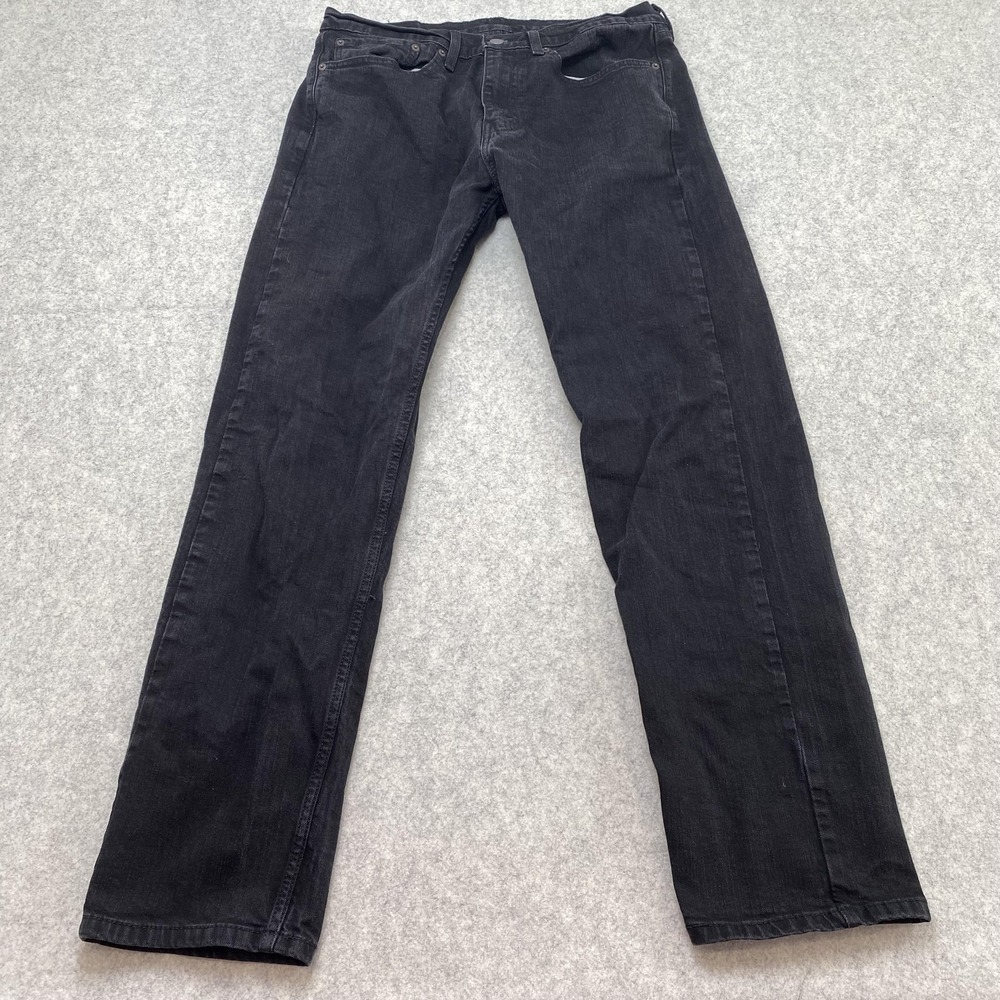 Levi's 505 Mens 34x30 Jeans (33x30) Black Charcoal Regular Straight Stretch